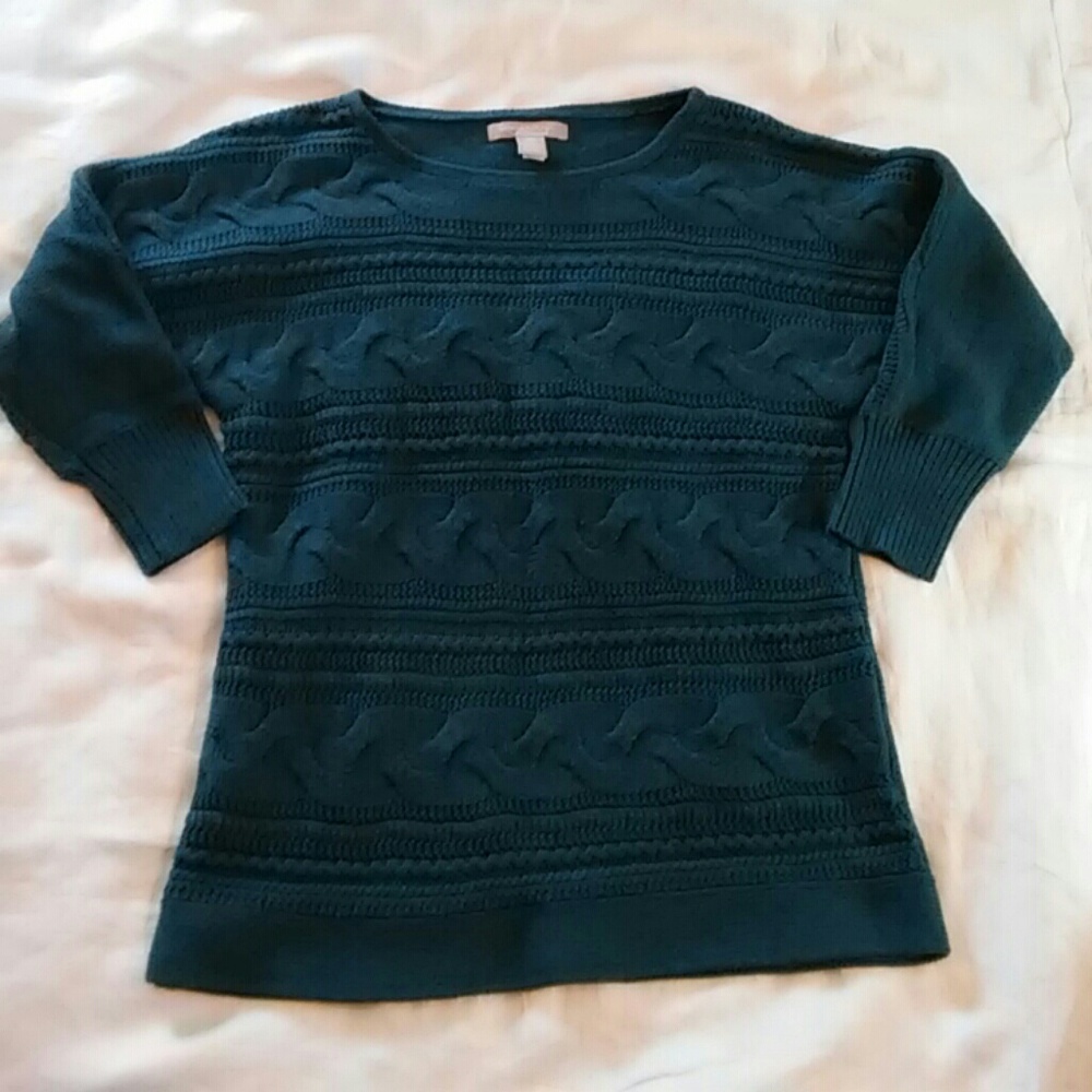 Banana Republic Teal Cable Knit Dolman Sweater